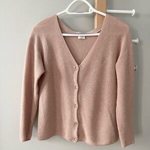 Wilfred Blush Pink V-Neck Front to Back Cardigan Aritzia
